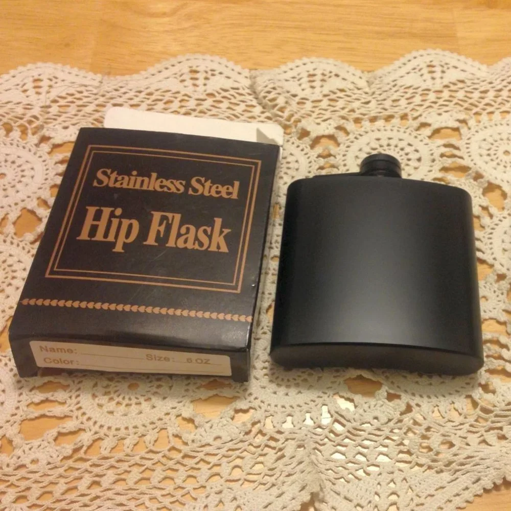 Stainless Steel Hip Flask, black, nwot